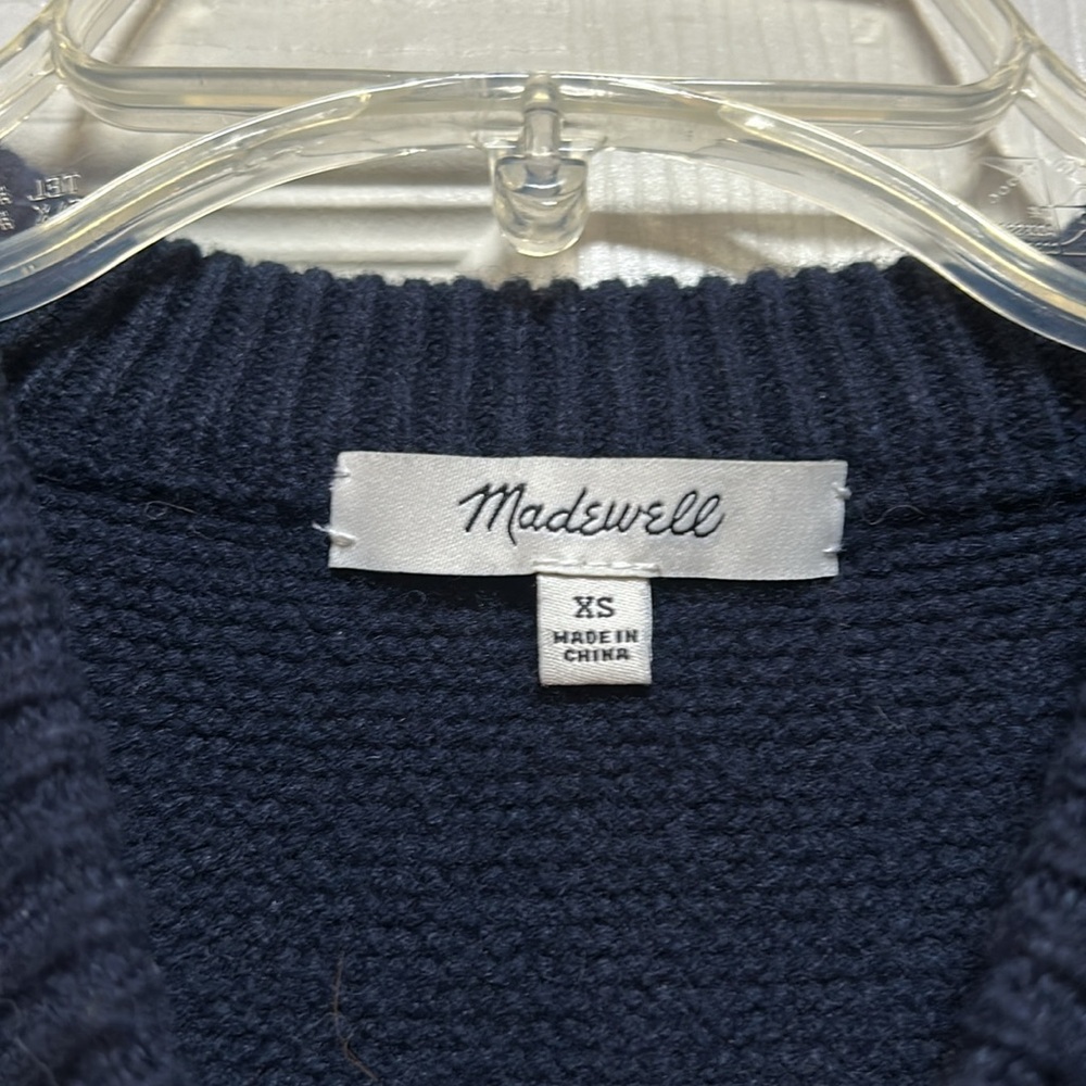Madewell Patchwork Cableknit Tunic Navy Sweater -… - image 7